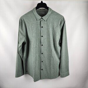 01.Algo Dress Shirt Mens XL Kombu Green Check L/S Performance Button Up